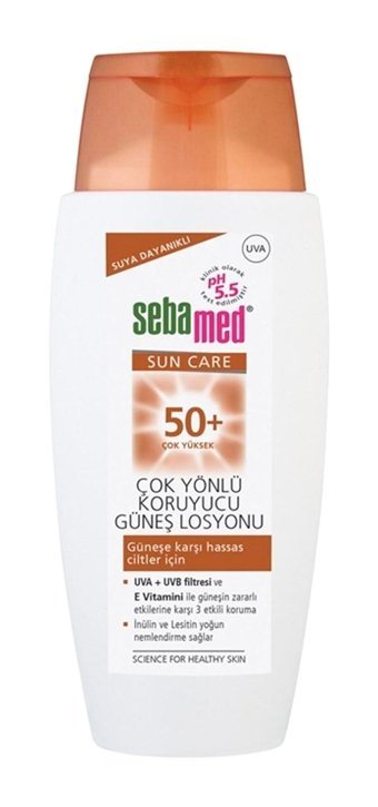 Sebamed Sun 50 Faktör Tüm Ciltler İçin Leke Karşıtı Nemlendirici Yağsız Suya Dayanıklı Yüz ve Vücut Güneş Losyonu 150 ml