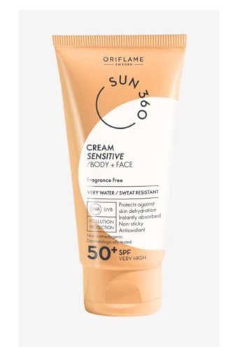 Oriflame Sun 360 50 Faktör Tüm Ciltler İçin Leke Karşıtı Nemlendirici Yağsız Suya Dayanıklı Yüz ve Vücut Güneş Kremi 50 ml
