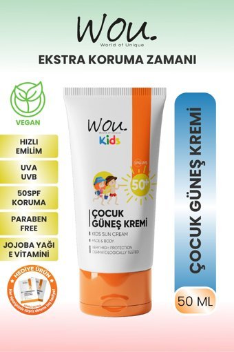 Wou World Of Unique World Of Unique 50 Faktör Tüm Ciltler İçin Nemlendirici Suya Dayanıklı Yüz Güneş Kremi 50 ml