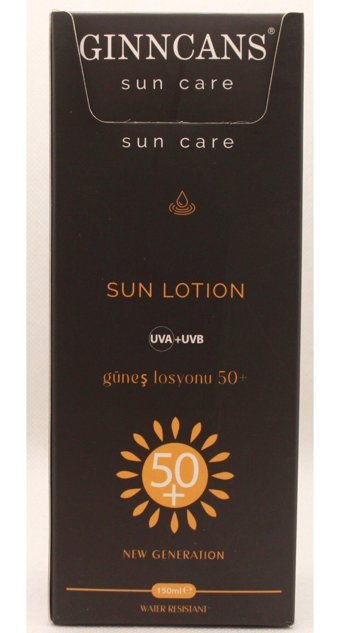 Ginncans 50 Faktör Hassas Ciltler İçin Nemlendirici Suya Dayanıklı Yüz Güneş Losyonu 150 ml