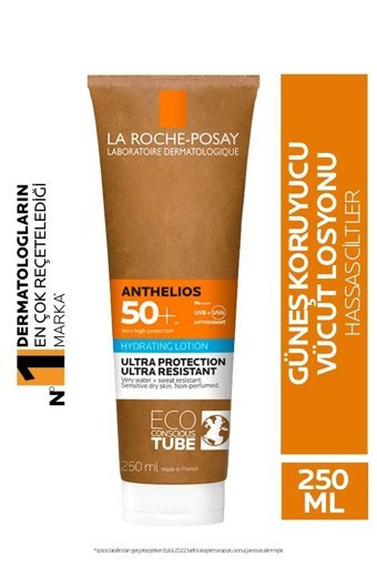 La Roche Posay Anthelios 50 Faktör Tüm Ciltler İçin Nemlendirici Suya Dayanıklı Yüz ve Vücut Güneş Losyonu 250 ml