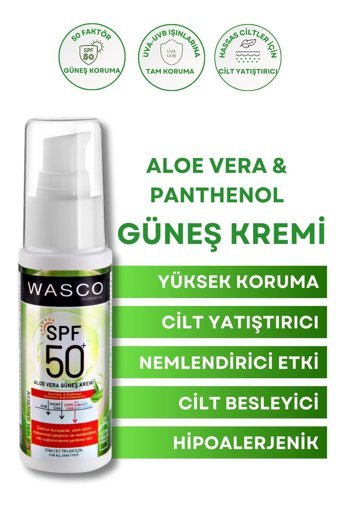 Wasco 50 Faktör Tüm Ciltler İçin Nemlendirici Suya Dayanıklı Yüz Güneş Kremi 50 ml