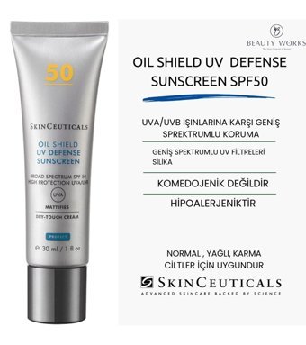 Skinceuticals Oil Shield Uv Defense 50 Faktör Tüm Ciltler İçin Nemlendirici Suya Dayanıklı Yüz Güneş Kremi 30 ml