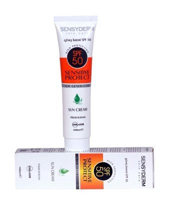 Sensyderm 50 Faktör Tüm Ciltler İçin Nemlendirici Suya Dayanıklı Yüz Güneş Kremi 100 ml