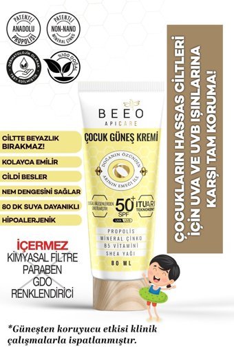 Bee'O 50 Faktör Tüm Ciltler İçin Nemlendirici Suya Dayanıklı Yüz Güneş Kremi 50 ml
