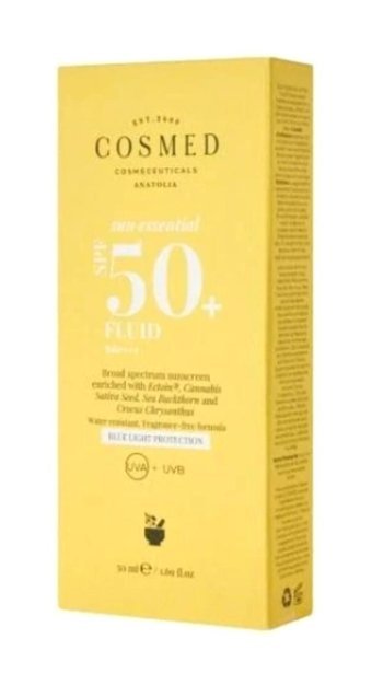 Cosmed Sun 50 Faktör Tüm Ciltler İçin Leke Karşıtı Nemlendirici Yağsız Suya Dayanıklı Yüz ve Vücut Güneş Kremi 50 ml