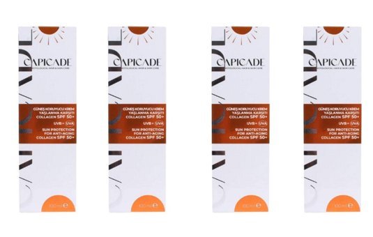 Capicade 50 Faktör Tüm Ciltler İçin Nemlendirici Suya Dayanıklı Yüz Güneş Kremi 4x100 ml