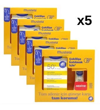 Mustela 50 Faktör Tüm Ciltler İçin Nemlendirici Suya Dayanıklı Yüz Güneş Losyonu 5x50 ml
