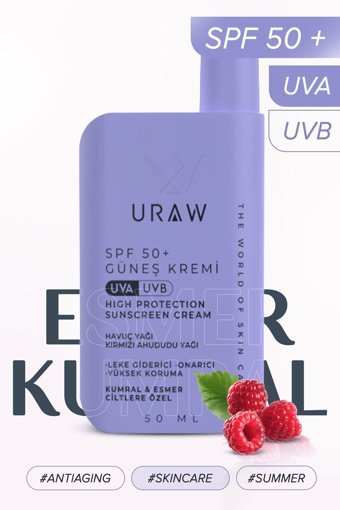 Uraw 50 Faktör Tüm Ciltler İçin Nemlendirici Suya Dayanıklı Yüz Güneş Kremi 50 ml