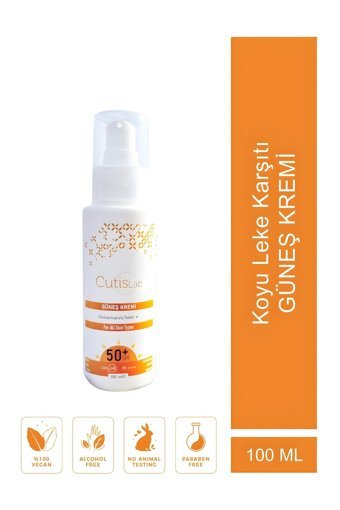 Cuti̇s Lab Renkli 50 Faktör Tüm Ciltler İçin Leke Karşıtı Nemlendirici Kapatıcılı Suya Dayanıklı Yüz Güneş Kremi 100 ml