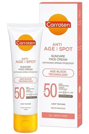 Carroten 50 Faktör Tüm Ciltler İçin Leke Karşıtı Nemlendirici Yağsız Suya Dayanıklı Yüz Güneş Kremi 50 ml