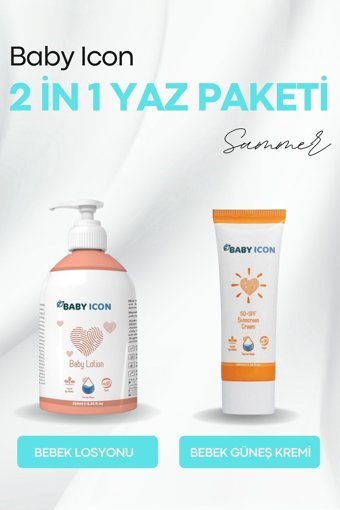 Baby İcon 50 Faktör Tüm Ciltler İçin Leke Karşıtı Nemlendirici Yağsız Suya Dayanıklı Yüz ve Vücut Güneş Losyonu 250 ml