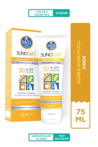 Mcg Sunogen 50 Faktör Tüm Ciltler İçin Nemlendirici Suya Dayanıklı Yüz Güneş Kremi 100 ml