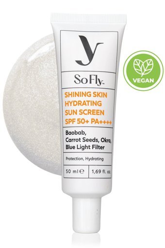 So Fly Sun 50 Faktör Tüm Ciltler İçin Leke Karşıtı Nemlendirici Yağsız Suya Dayanıklı Yüz ve Vücut Güneş Kremi 50 ml