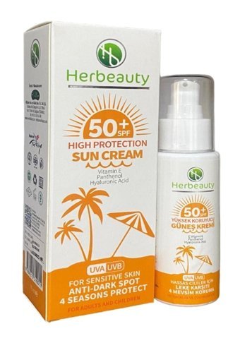 Herbeauty 50 Faktör Tüm Ciltler İçin Nemlendirici Suya Dayanıklı Yüz Güneş Kremi 75 ml