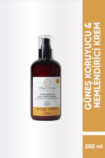 Vinacocha 30 Faktör Tüm Ciltler İçin Leke Karşıtı Nemlendirici Yağsız Suya Dayanıklı Yüz ve Vücut Güneş Kremi 250 ml