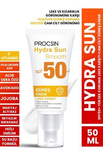 Procsin 50 Faktör Tüm Ciltler İçin Leke Karşıtı Nemlendirici Suya Dayanıklı Yüz Güneş Kremi 50 ml
