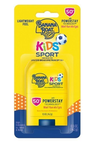 Banana Boat Kids Stick 50 Faktör Tüm Ciltler İçin Leke Karşıtı Nemlendirici Yağsız Suya Dayanıklı Yüz ve Vücut Güneş Kremi 50 ml