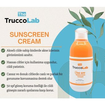 The Truccolab Renkli 50 Faktör Tüm Ciltler İçin Leke Karşıtı Nemlendirici Kapatıcılı Suya Dayanıklı Yüz Güneş Kremi 50 ml