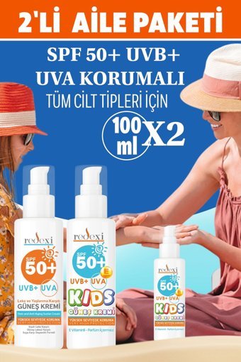 Redexi 50 Faktör Tüm Ciltler İçin Nemlendirici Suya Dayanıklı Yüz Güneş Kremi 2x100 ml
