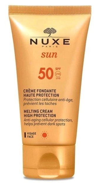 Nuxe Fondante Visage 50 Faktör Tüm Ciltler İçin Leke Karşıtı Nemlendirici Yağsız Suya Dayanıklı Yüz Güneş Kremi 50 ml