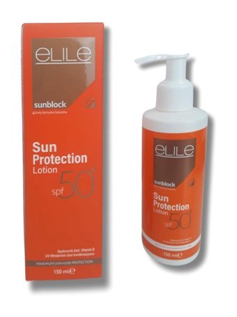 Elile 50 Faktör Tüm Ciltler İçin Nemlendirici Suya Dayanıklı Yüz Güneş Losyonu 150 ml