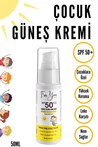 For You Gold 50 Faktör Tüm Ciltler İçin Nemlendirici Suya Dayanıklı Yüz Güneş Kremi 50 ml