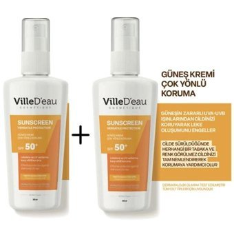 Villed'Eau 50 Faktör Tüm Ciltler İçin Leke Karşıtı Nemlendirici Suya Dayanıklı Yüz ve Vücut Güneş Kremi 125 ml