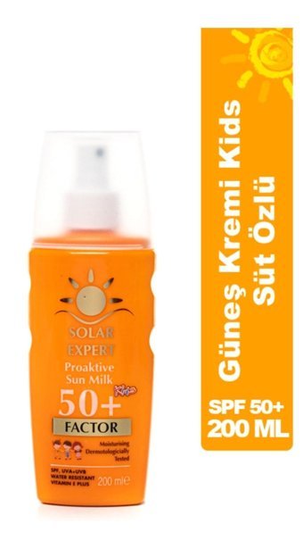 Solar Expert 50 Faktör Tüm Ciltler İçin Nemlendirici Suya Dayanıklı Yüz ve Vücut Güneş Kremi 200 ml