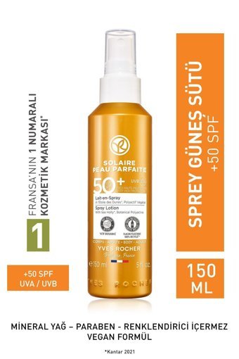 Yves Rocher 50 Faktör Tüm Ciltler İçin Leke Karşıtı Nemlendirici Yağsız Suya Dayanıklı Yüz ve Vücut Güneş Kremi 150 ml