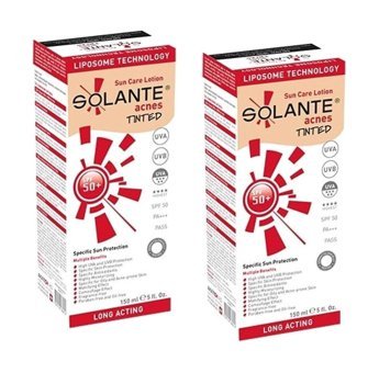 Solante Acnes Tinted 50 Faktör Tüm Ciltler İçin Nemlendirici Suya Dayanıklı Yüz Güneş Kremi 150 ml