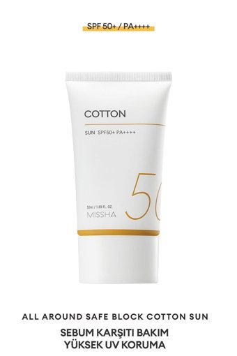 Missha Sun 50 Faktör Tüm Ciltler İçin Leke Karşıtı Nemlendirici Yağsız Suya Dayanıklı Yüz ve Vücut Güneş Kremi 50 ml