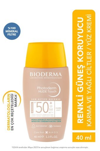 Bioderma Renkli 50 Faktör Tüm Ciltler İçin Leke Karşıtı Nemlendirici Yağsız Suya Dayanıklı Yüz ve Vücut Güneş Kremi 40 ml