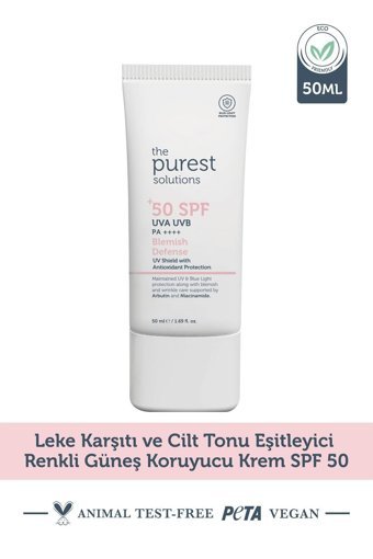 The Purest Solutions Protect 50 Faktör Tüm Ciltler İçin Leke Karşıtı Nemlendirici Yağsız Suya Dayanıklı Yüz ve Vücut Güneş Kremi 50 ml