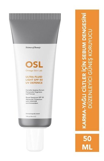 Osl Omega Skin Lab Omega Skin Lab Ultrafluid 50 Faktör Tüm Ciltler İçin Nemlendirici Suya Dayanıklı Yüz Güneş Kremi 50 ml
