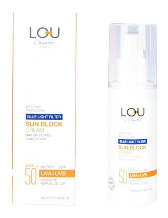 Lou Cosmetics 50 Faktör Tüm Ciltler İçin Leke Karşıtı Nemlendirici Yağsız Suya Dayanıklı Yüz ve Vücut Güneş Kremi 100 ml