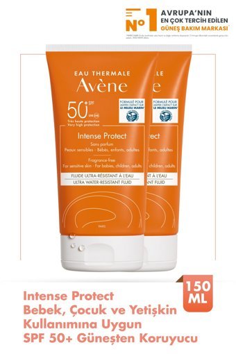 Avene Intense 50 Faktör Tüm Ciltler İçin Nemlendirici Suya Dayanıklı Yüz Güneş Kremi 2x150 ml