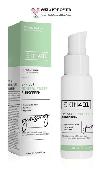 Skin401 50 Faktör Tüm Ciltler İçin Nemlendirici Suya Dayanıklı Yüz Güneş Kremi 50 ml