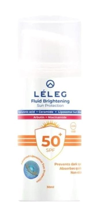 Leleg Brightening 30 Faktör Tüm Ciltler İçin Leke Karşıtı Nemlendirici Yağsız Suya Dayanıklı Yüz ve Vücut Güneş Kremi 30 ml