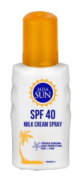 Misa Sun 40 Faktör Tüm Ciltler İçin Leke Karşıtı Nemlendirici Yağsız Suya Dayanıklı Yüz ve Vücut Güneş Sütü 200 ml
