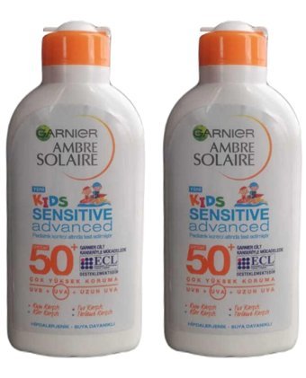 Garnier Kids 50 Faktör Tüm Ciltler İçin Leke Karşıtı Nemlendirici Yağsız Suya Dayanıklı Yüz ve Vücut Güneş Kremi 2x200 ml