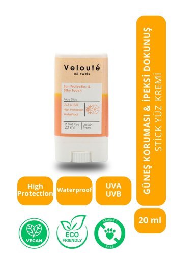 Veloute De Paris Stick 50 Faktör Tüm Ciltler İçin Leke Karşıtı Nemlendirici Yağsız Suya Dayanıklı Yüz Güneş Kremi 50 ml