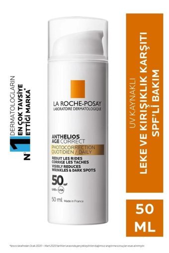 La Roche Posay Anthelios 50 Faktör Tüm Ciltler İçin Leke Karşıtı Nemlendirici Yağsız Suya Dayanıklı Yüz Güneş Kremi 50 ml