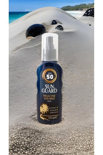 Sun Guard Sun 50 Faktör Tüm Ciltler İçin Leke Karşıtı Nemlendirici Yağsız Suya Dayanıklı Yüz ve Vücut Güneş Kremi 175 ml