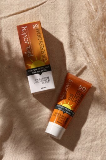 Piel Joven 50 Faktör Tüm Ciltler İçin Leke Karşıtı Nemlendirici Yağsız Suya Dayanıklı Yüz ve Vücut Güneş Kremi 50 ml