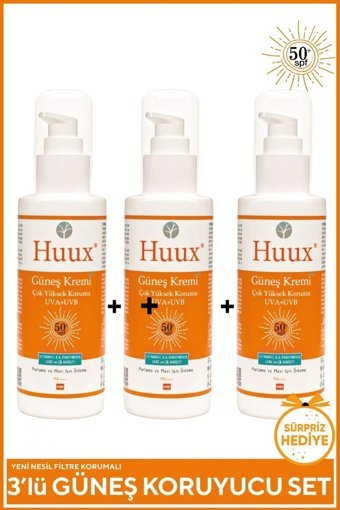 Huux 50 Faktör Tüm Ciltler İçin Leke Karşıtı Nemlendirici Suya Dayanıklı Yüz Güneş Kremi 50 ml