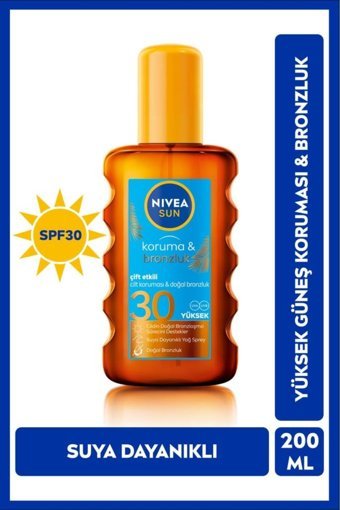 Nivea Sun Protect,On 30 Faktör Tüm Ciltler İçin Leke Karşıtı Nemlendirici Yağsız Suya Dayanıklı Yüz ve Vücut Güneş Kremi 200 ml