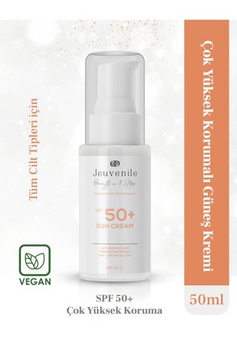 Jeuvenile 50 Faktör Tüm Ciltler İçin Leke Karşıtı Nemlendirici Suya Dayanıklı Yüz Güneş Kremi 50 ml