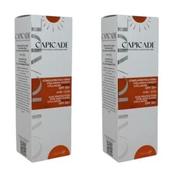Capicade 50 Faktör Tüm Ciltler İçin Leke Karşıtı Nemlendirici Yağsız Suya Dayanıklı Yüz ve Vücut Güneş Kremi 2x100 ml