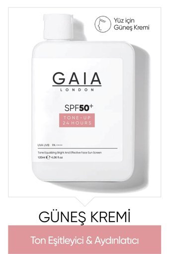 Gaia London 50 Faktör Tüm Ciltler İçin Leke Karşıtı Nemlendirici Aydınlatıcı Yağsız Suya Dayanıklı Yüz ve Vücut Güneş Kremi 100 ml